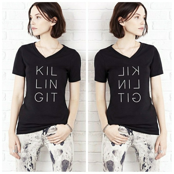 lulusimon studio Tops - New Gold lettering "Killing It" Black Tee